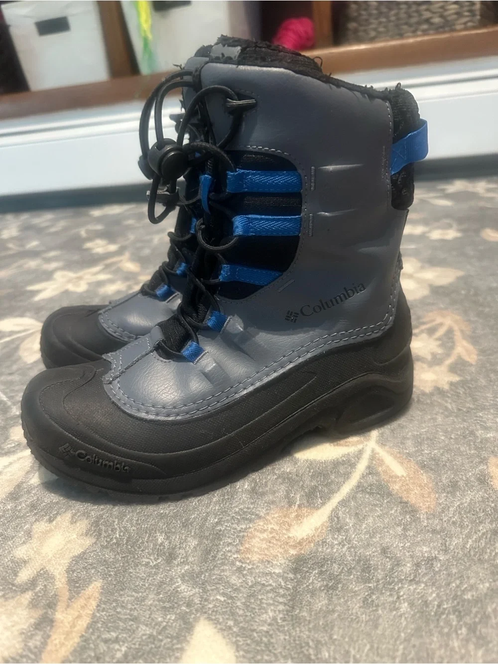 Columbia Kids Gray and Blue Waterproof Snow Boots